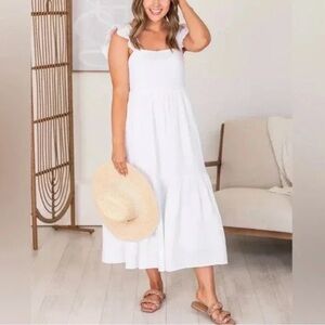 Pink Lily White Midi Dress